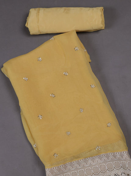 Yellow Organza Silk Unstitched Suits