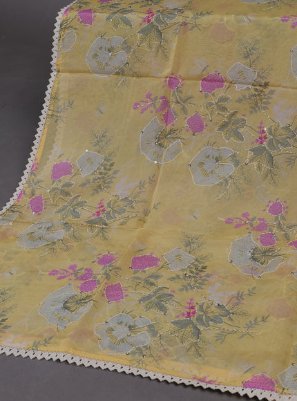 Yellow Organza Silk Unstitched Suits