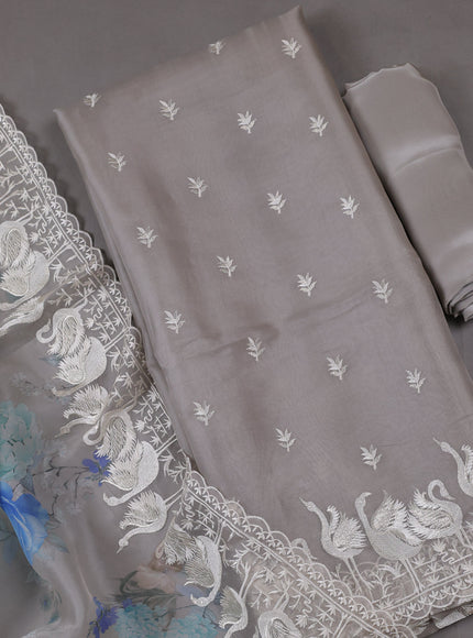Grey  Organza Silk Unstitched Suits