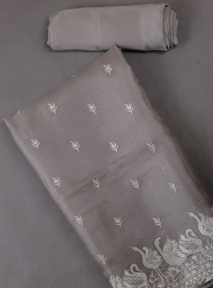 Grey  Organza Silk Unstitched Suits