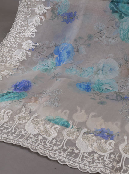 Grey  Organza Silk Unstitched Suits