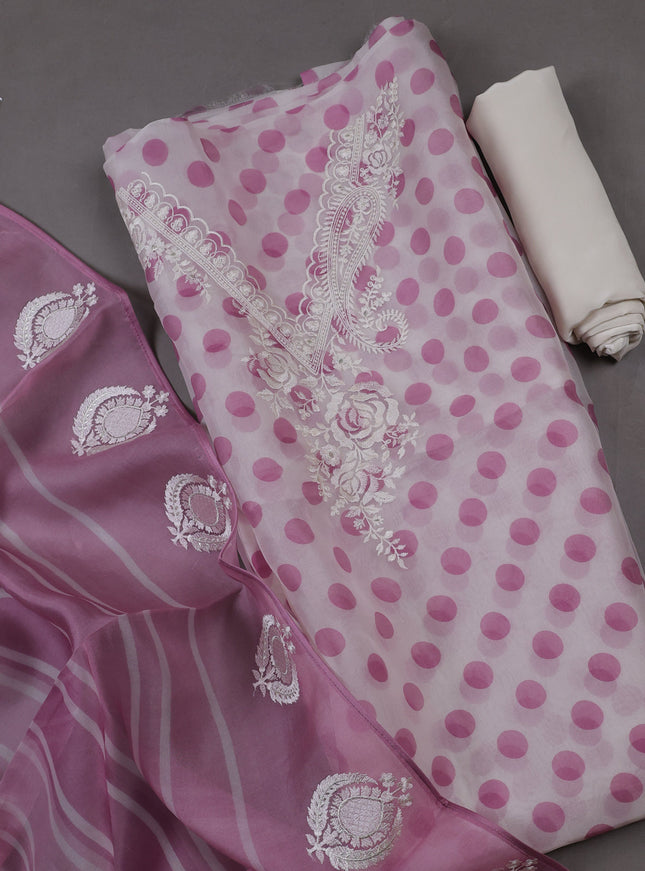 Off White Organza Silk Unstitched Suits