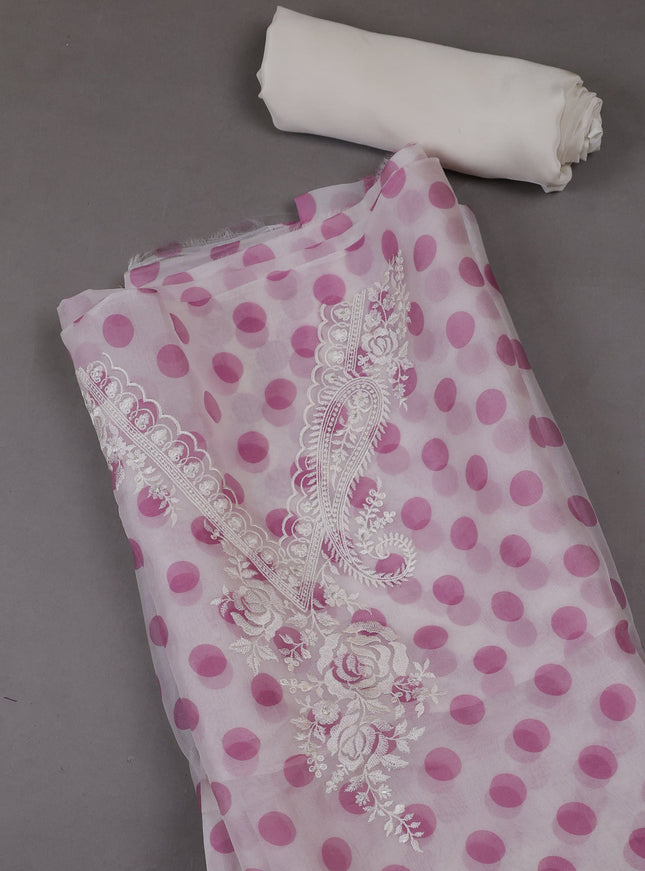 Off White Organza Silk Unstitched Suits