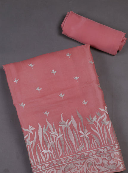 Peach Organza Silk Unstitched Suits