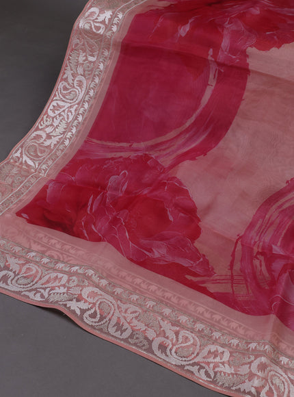 Peach Organza Silk Unstitched Suits