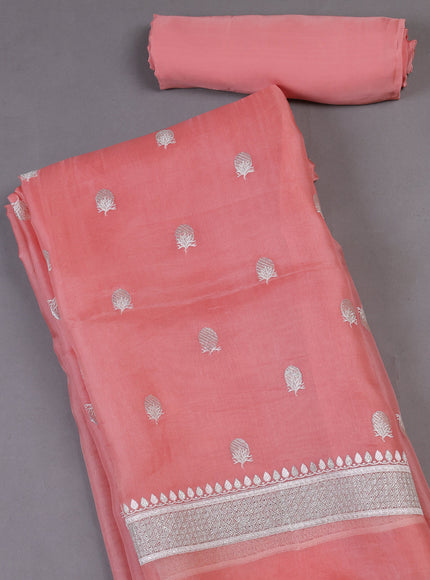 Peach Organza Silk Unstitched Suits
