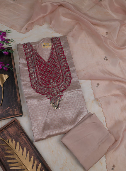 Peach Tissue Unstitched Suit