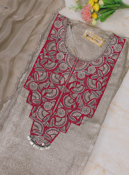 Silver Grey Tissue Unstitched Suit