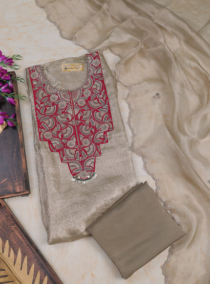 Silver Grey Tissue Unstitched Suit