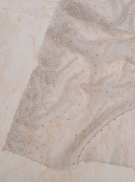Beige-Silver Tissue Unstitched Suit