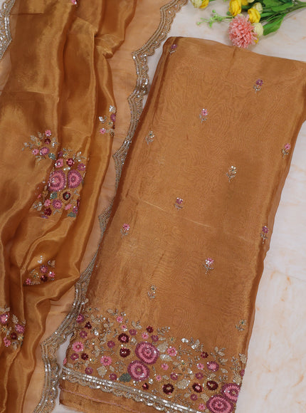 Mustard Tissue Unstitched Suit
