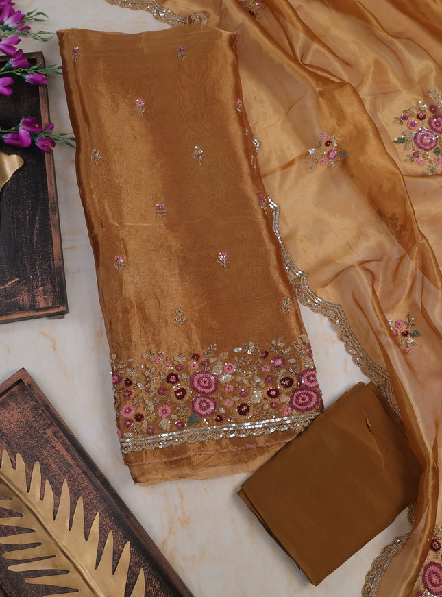 Mustard Tissue Unstitched Suit