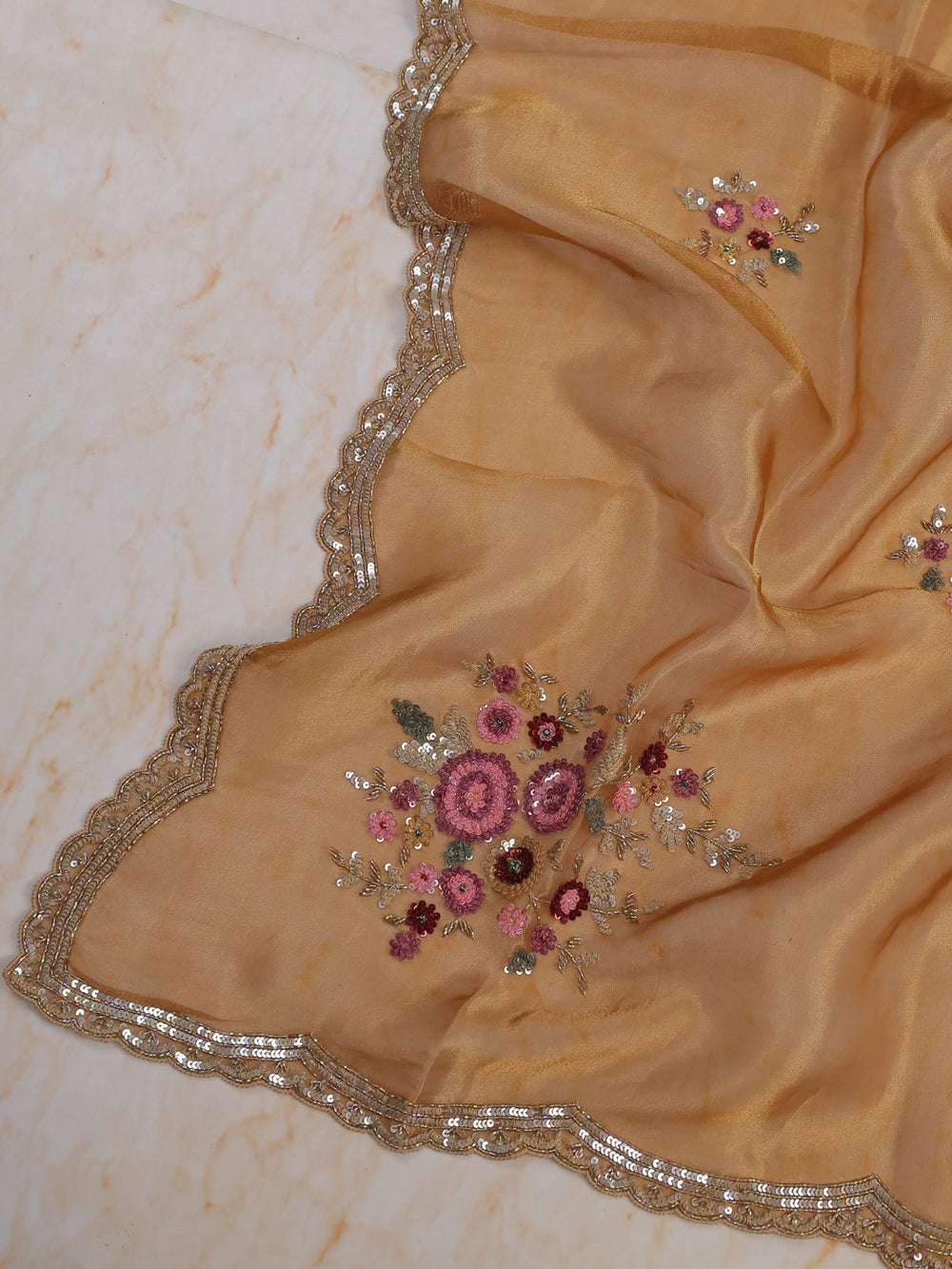 Mustard Tissue Unstitched Suit