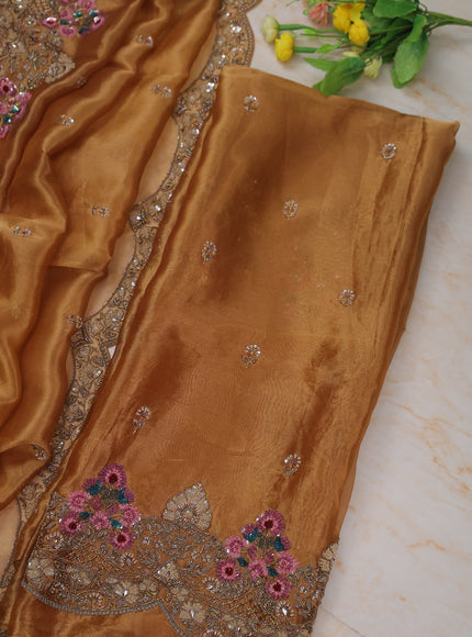 Mustard Tissue Unstitched Suit