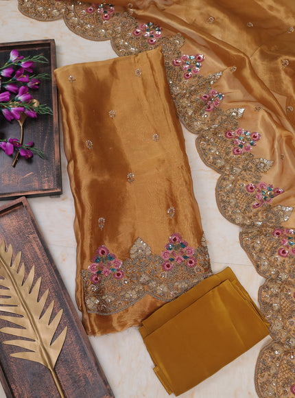 Mustard Tissue Unstitched Suit