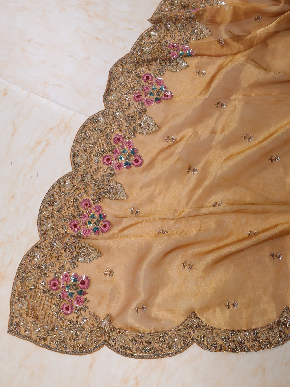 Mustard Tissue Unstitched Suit