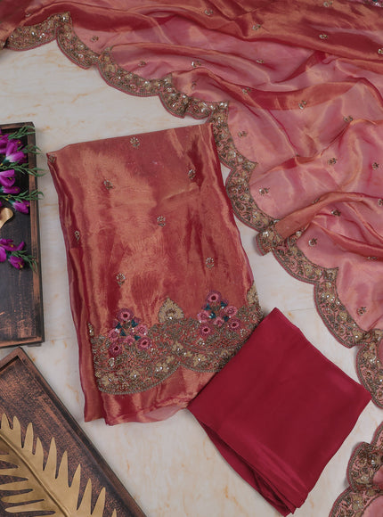 Magenta Pink Tissue Unstitched Suit
