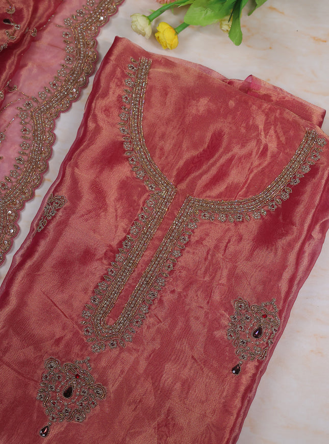 Magenta Pink Tissue Unstitched Suit