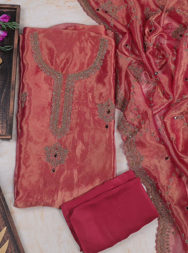 Magenta Pink Tissue Unstitched Suit