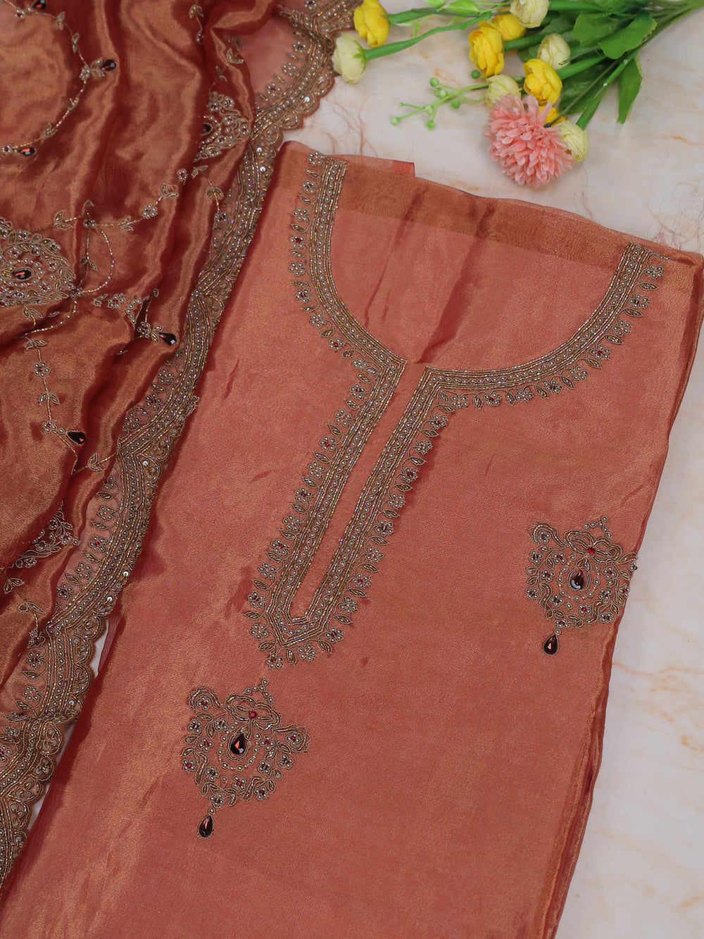 Orange Tissue Unstitched Suit