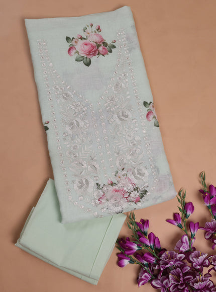 Pista Green Linen Unstitched Suit