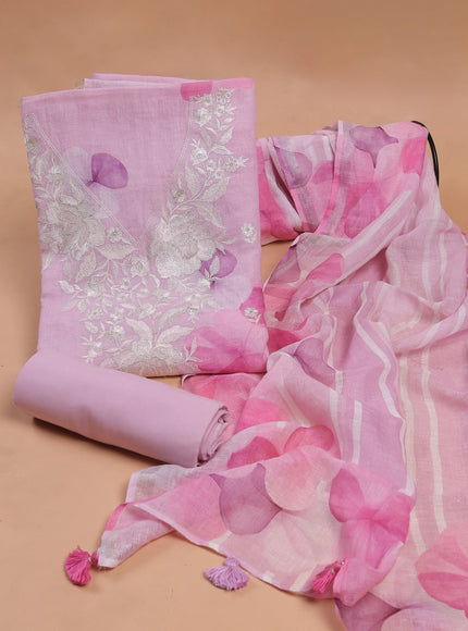Lotus Pink Linen Unstitched Suit