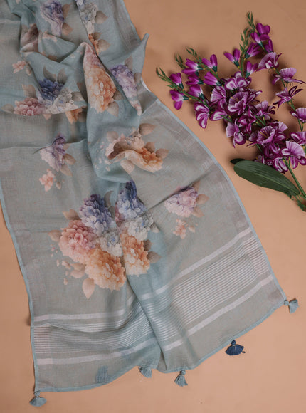 Multi Colour - Sea Green Linen Unstitched Suit