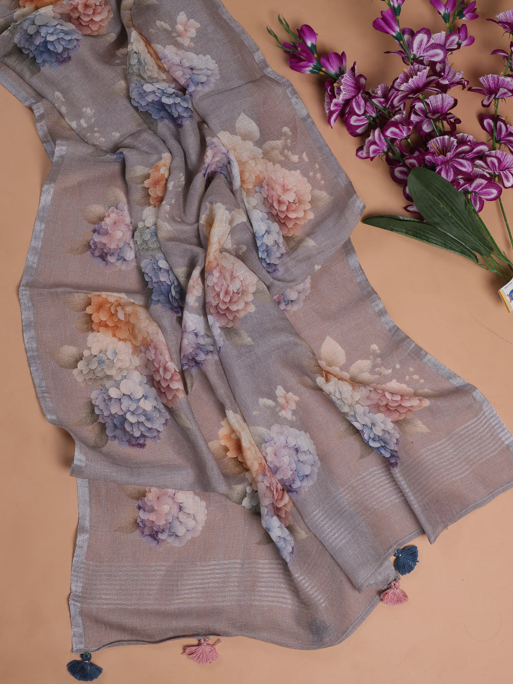 Multi Colour - Grey Linen Unstitched Suit