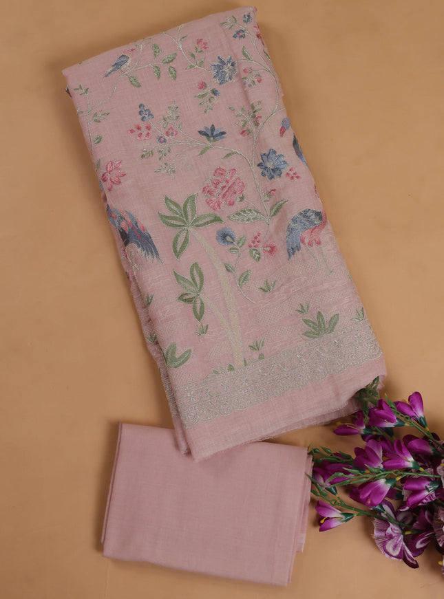 Mild Peach Linen Unstitched Suit