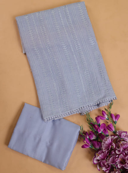 Bluish Grey Linen Unstitched Suit