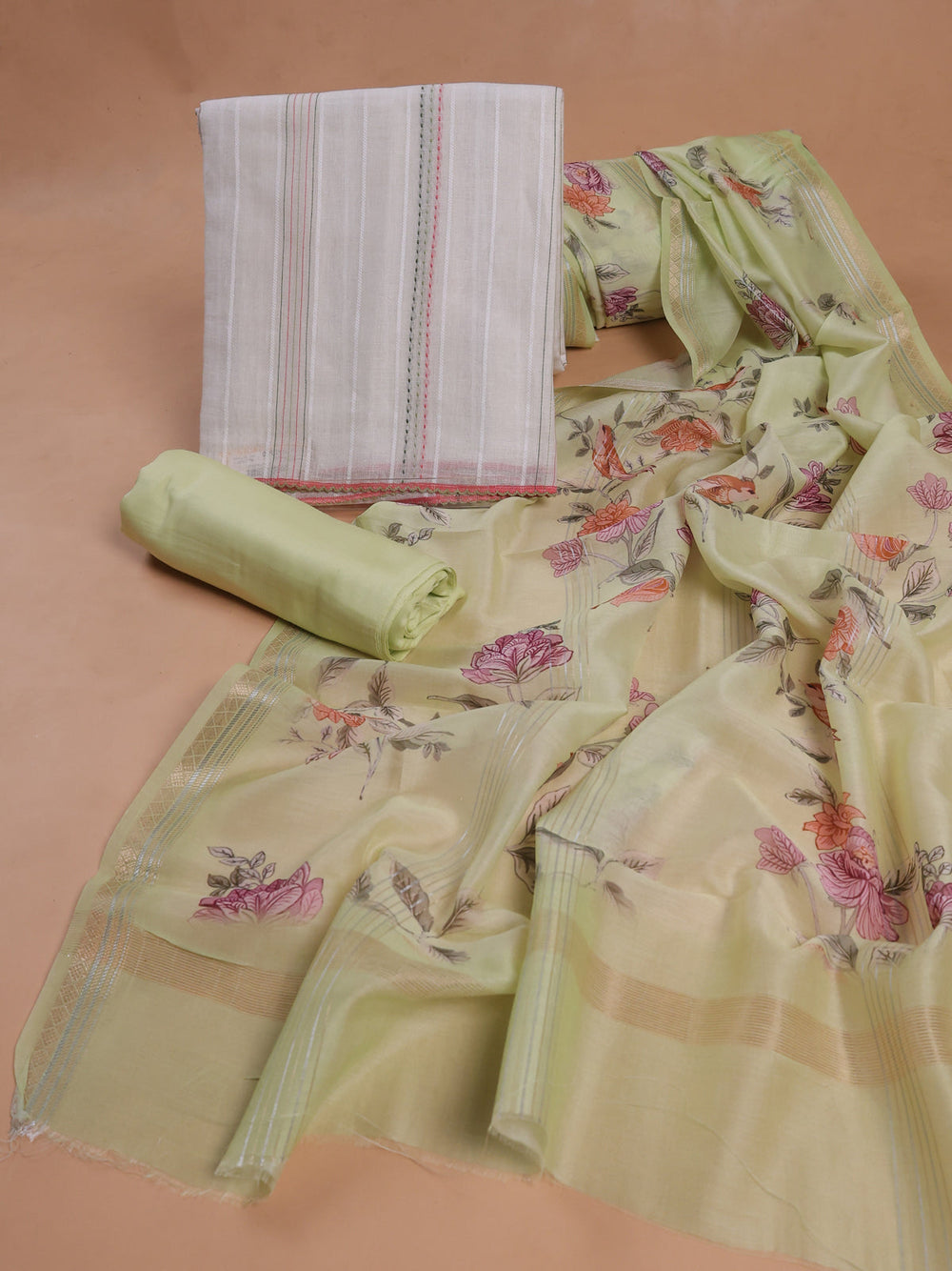 Off White - Pita Green Linen Unstitched Suit