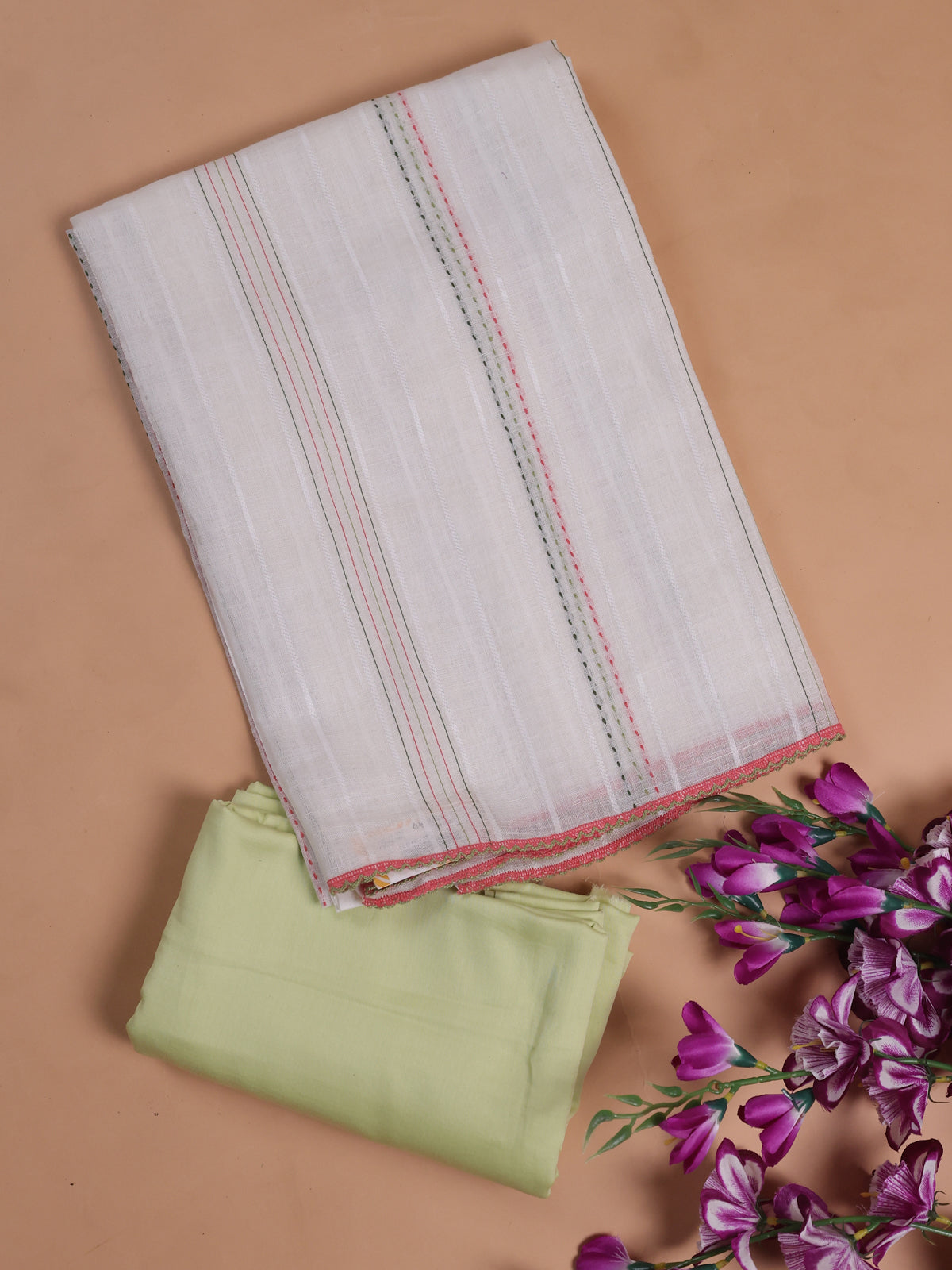 Off White - Pita Green Linen Unstitched Suit