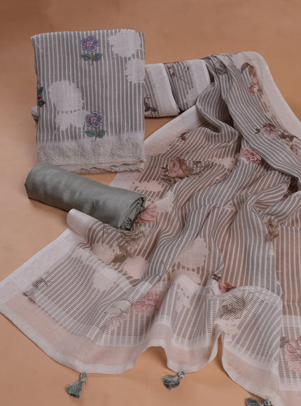 Grey Linen Unstitched Suit