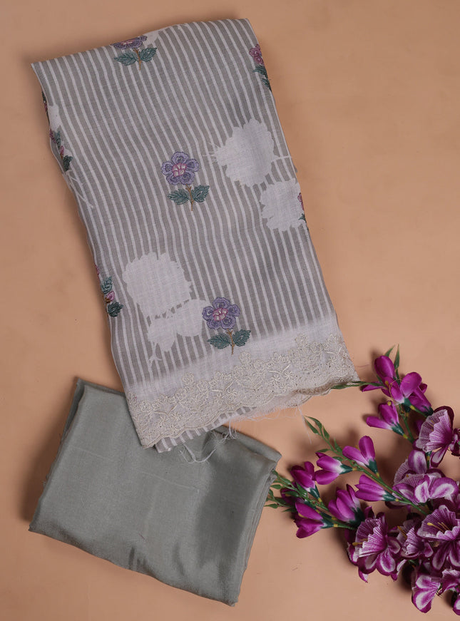 Grey Linen Unstitched Suit