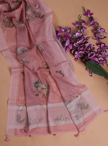 Peach Linen Unstitched Suit