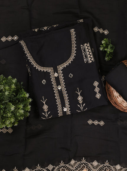 Black Mul Chanderi Unstitched Suit