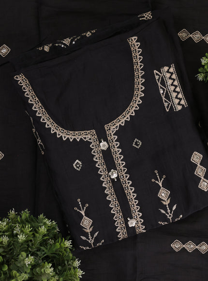 Black Mul Chanderi Unstitched Suit