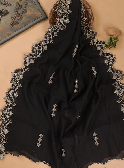 Black Mul Chanderi Unstitched Suit