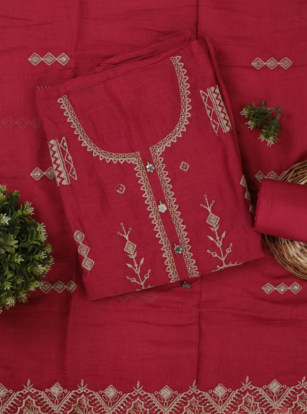 Gazri Pink Mul Chanderi Unstitched Suit