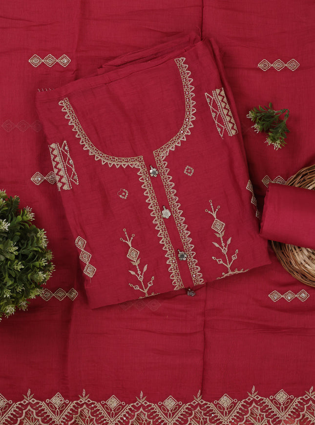 Gazri Pink Mul Chanderi Unstitched Suit
