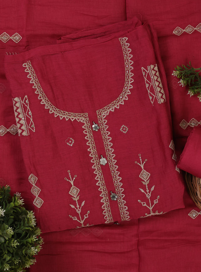 Gazri Pink Mul Chanderi Unstitched Suit
