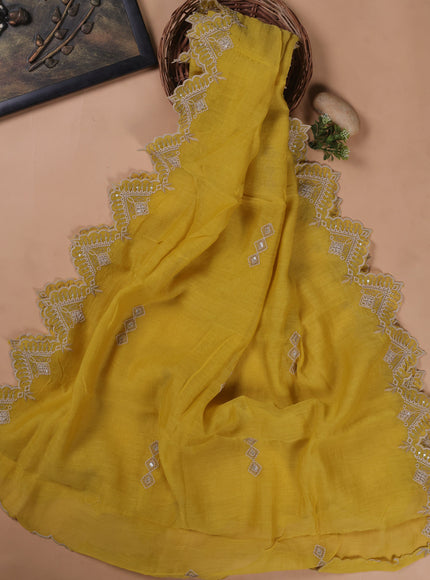 Yellow Mul Chanderi Unstitched Suit