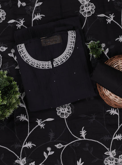 Black Mul Chanderi Unstitched Suit