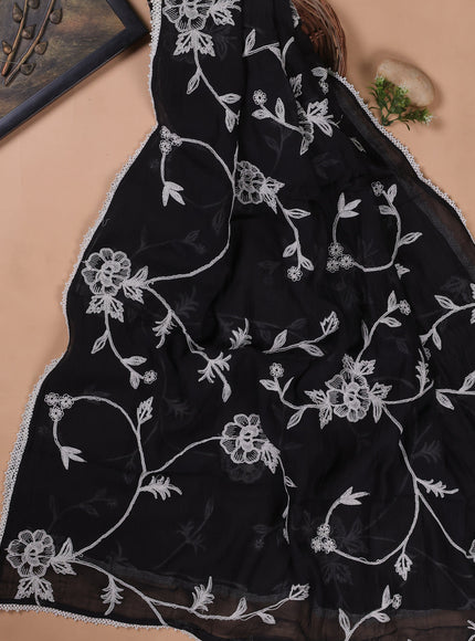 Black Mul Chanderi Unstitched Suit