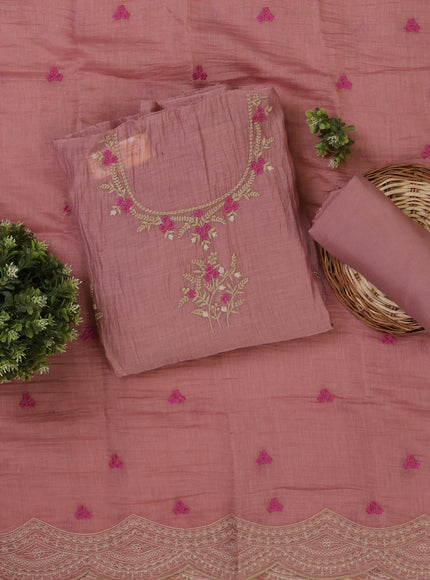 Onion Pink Mul Chanderi Unstitched Suit