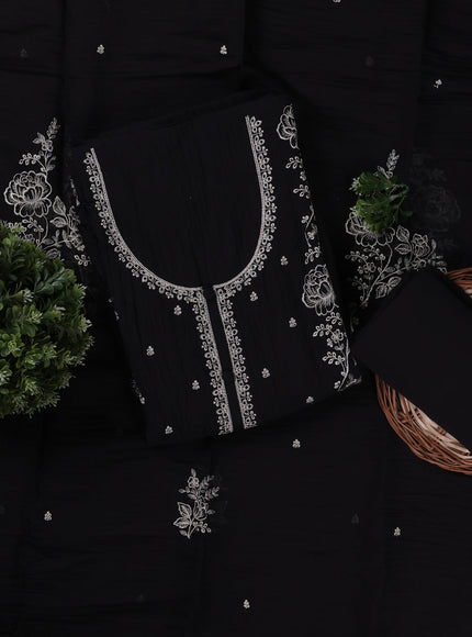 Black Mul Chanderi Unstitched Suit