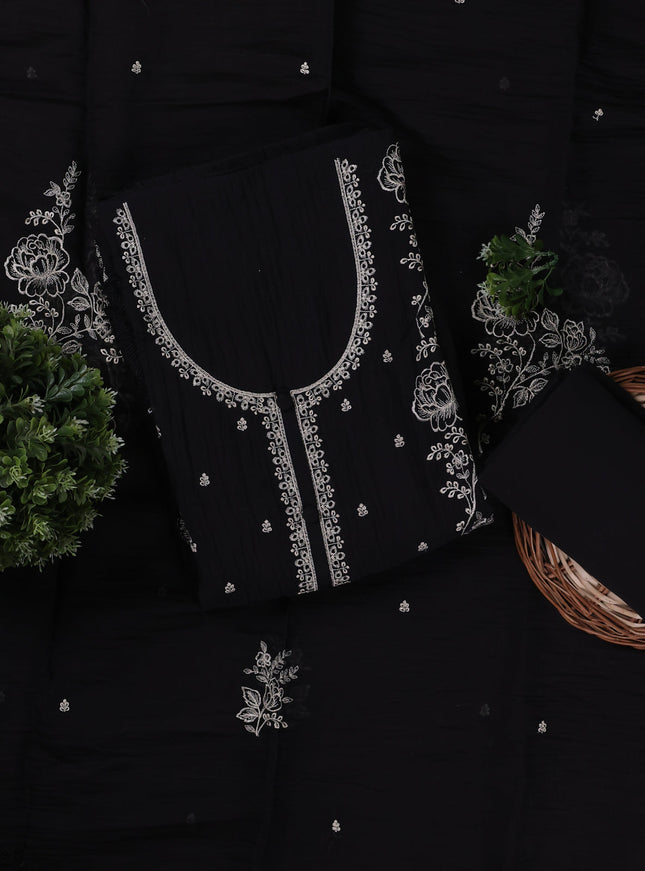 Black Mul Chanderi Unstitched Suit