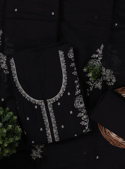 Black Mul Chanderi Unstitched Suit