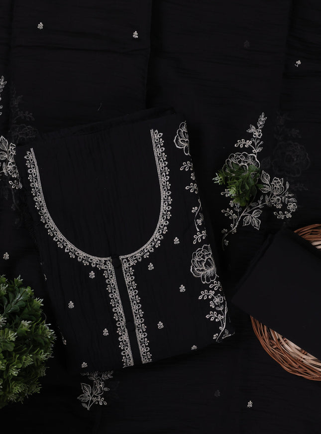 Black Mul Chanderi Unstitched Suit
