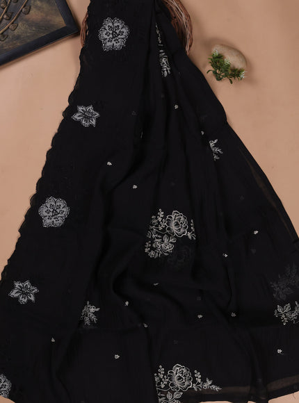 Black Mul Chanderi Unstitched Suit